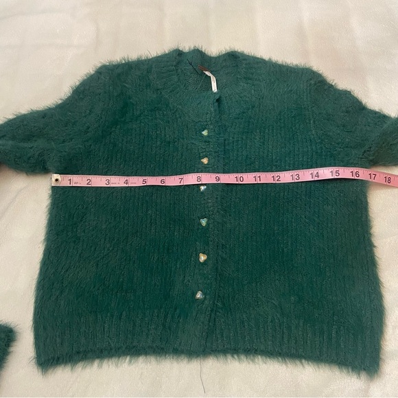 New! Free People Green Celeste Fuzzy Cardigan Size XS 2475 - Picture 9 of 14